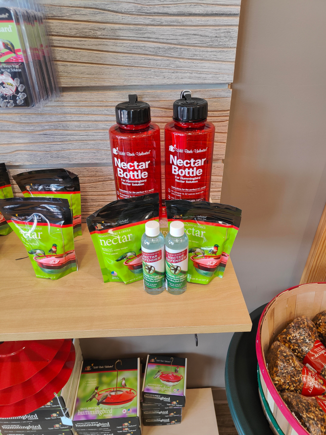 Hummingbird nectar products and feeders
